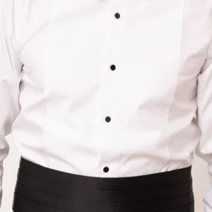 White tuxedo piqué BIB front Shirt - Made in Italy