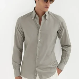 Sage chambray button down shirt - Made in Italy