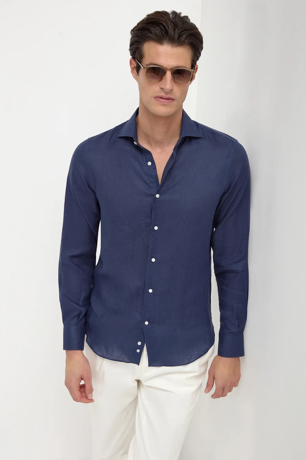 Blue linen shirt - Made in Italy