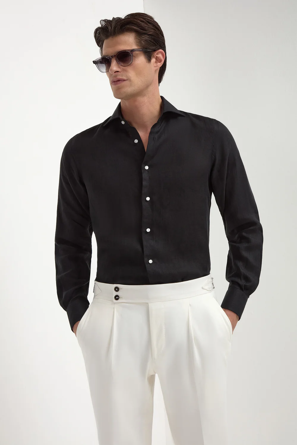 Black linen shirt - Made in Italy