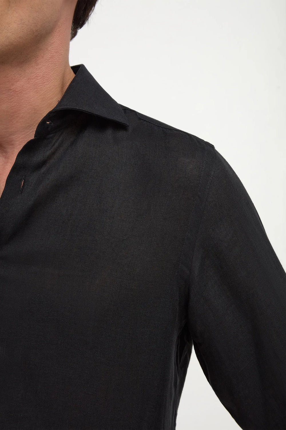 Black linen shirt - Made in Italy - Image 3