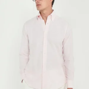 Pink chambray button down shirt - Made in Italy